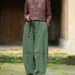 Women Winter Retro Solid Spliced Padded Harem Pants