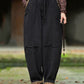 Women Winter Retro Solid Spliced Padded Harem Pants