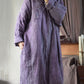 Women Ethnic Autumn Solid 100%Linen Padded Coat