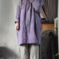 Women Ethnic Autumn Solid 100%Linen Padded Coat