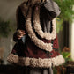 Women Retro Flower Spliced Corduroy Fleece Vest Coat