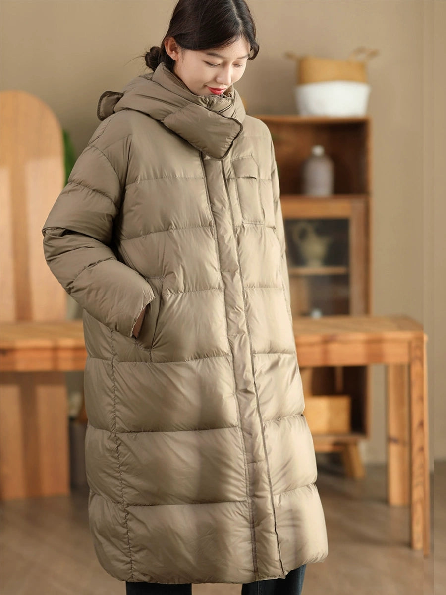 Women Winter Casual Hooded Long Down Coat