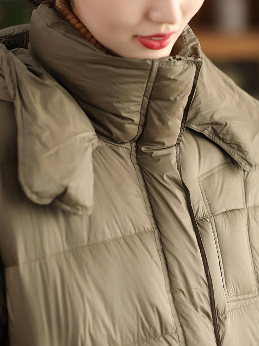 Women Winter Casual Hooded Long Down Coat