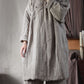 Women Ethnic Autumn Solid 100%Linen Padded Coat