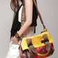 Women Fashion Flower Colorblock Large Capacity Shoulder Bag