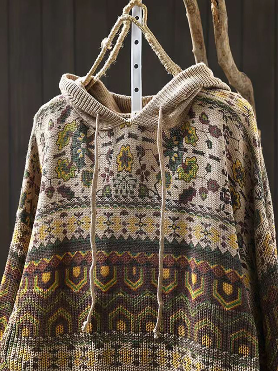 Women Autumn Casual Knit  Hooded Sweater