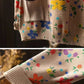 Women Autumn Casual Flower Knit O-Neck Sweater