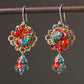 Vintage Cloisonne Fish Pandent Copper Earrings