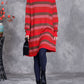 Women Autumn Artsy Stripe Turtleneck Knit Dress