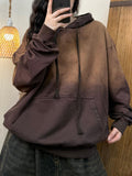 Women Winter Casual Color Gradation Hooded Sweatshirt