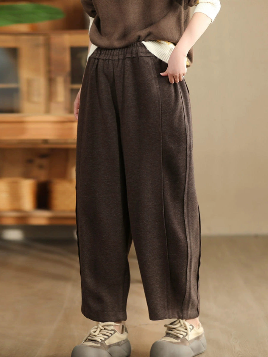 Women Winter Solid Spliced Padded Harem Pants