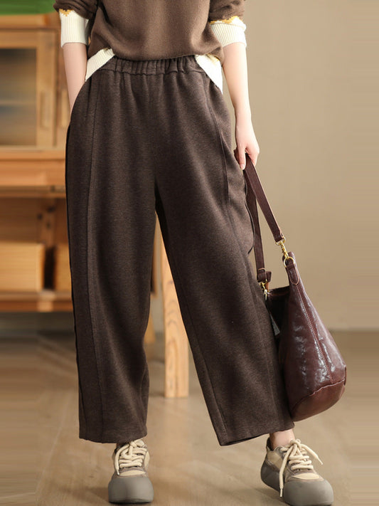 Women Winter Solid Spliced Padded Harem Pants