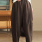 Women Winter Solid Spliced Padded Harem Pants