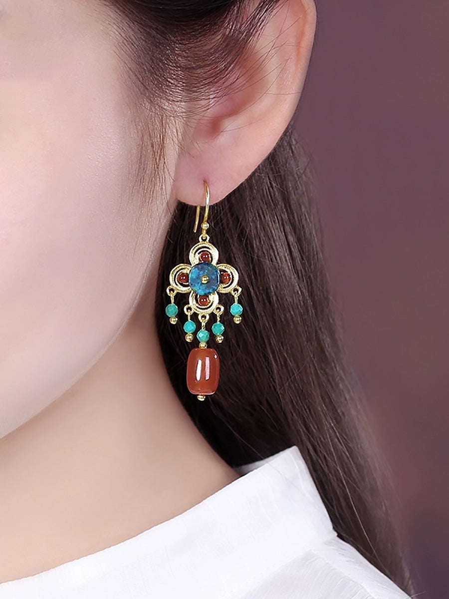 Women Fashion Red Bead S925Sliver Earrings