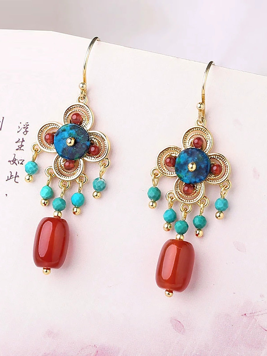 Women Fashion Red Bead S925Sliver Earrings