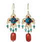 Women Fashion Red Bead S925Sliver Earrings