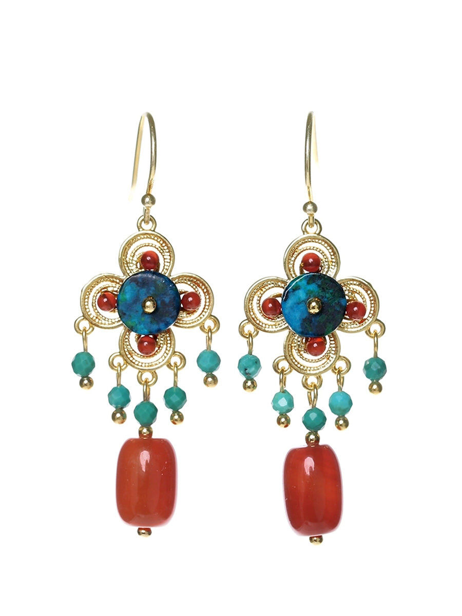 Women Fashion Red Bead S925Sliver Earrings