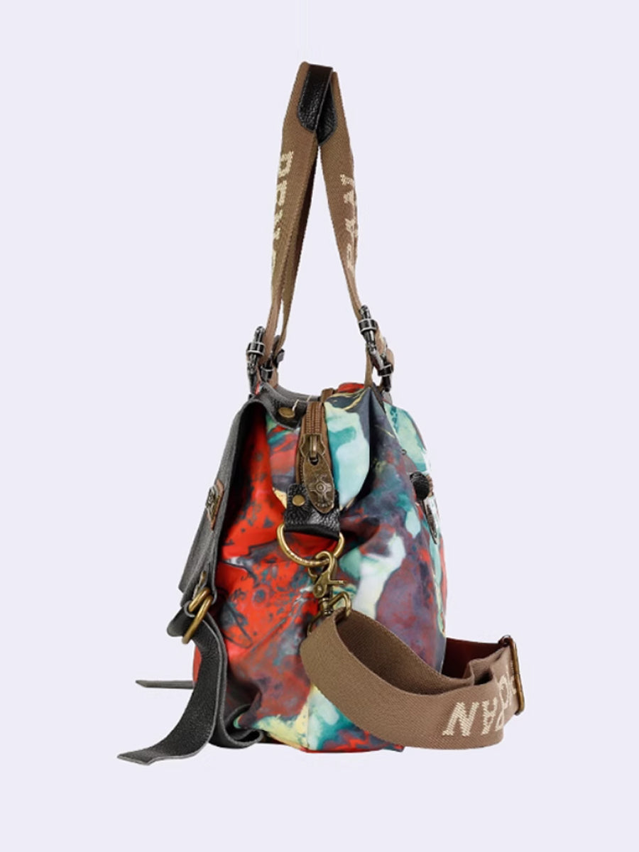 Women Retro Leather Flower Crossbody Bag Shoulde Bag