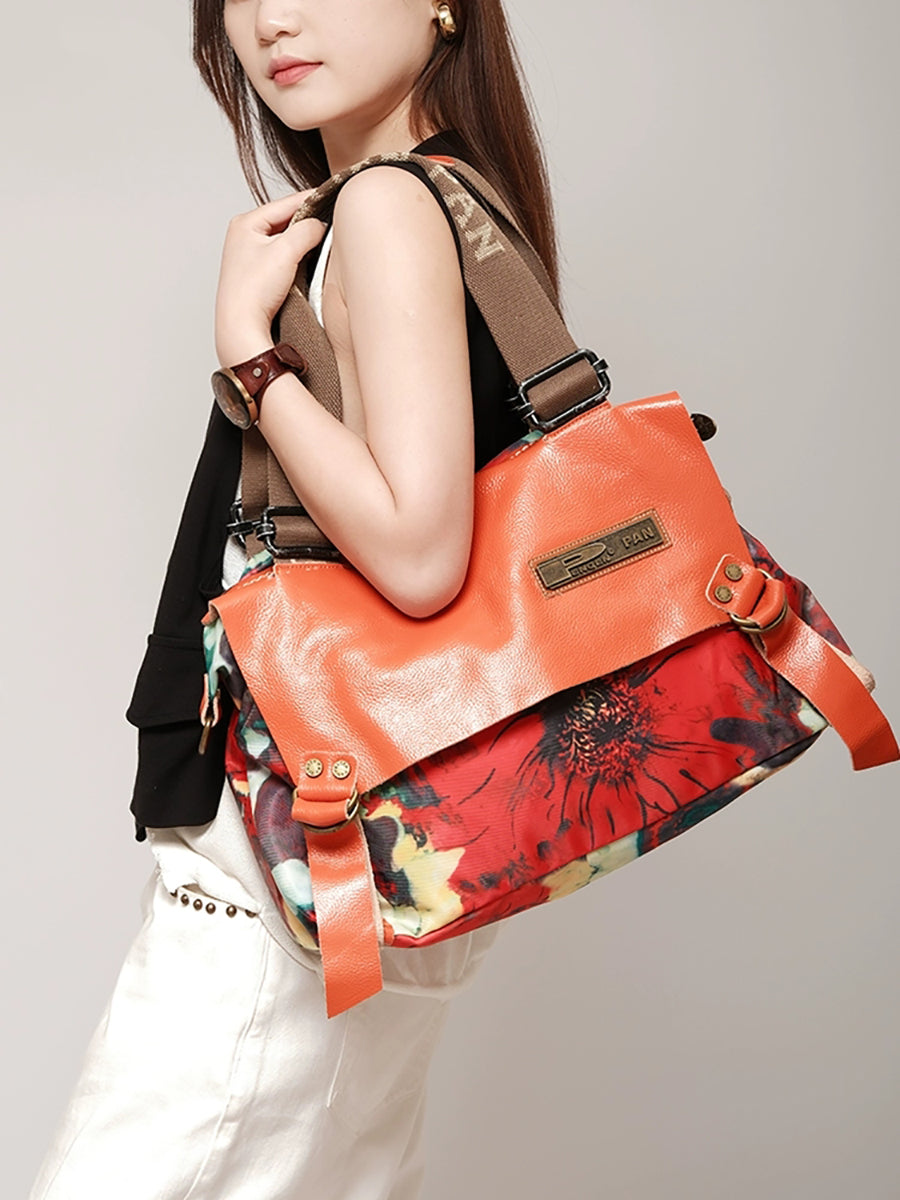 Women Retro Leather Flower Crossbody Bag Shoulde Bag