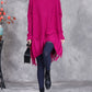 Women Vintage Autumn Solid Irregular Tassel Sweater