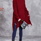 Women Vintage Autumn Solid Irregular Tassel Sweater