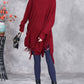 Women Vintage Autumn Solid Irregular Tassel Sweater