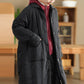 Women Autumn Retro Solid Cotton Padded Long Coat