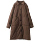 Women Autumn Retro Solid Cotton Padded Long Coat