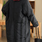 Women Autumn Retro Solid Cotton Padded Long Coat