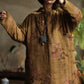 Women Autumn Vintage Flower Stand Collar Cotton Robe Dress