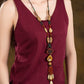 Women Ethnic Bead Stone Weave Sweater Necklace