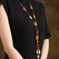 Women Ethnic Bead Stone Weave Sweater Necklace