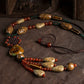 Women Ethnic Bead Stone Weave Sweater Necklace