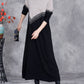 Women Autumn Artsy Colorblock O-Neck Knit Dress