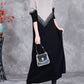 Women Autumn Artsy Colorblock O-Neck Knit Dress