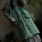 Women Retro Solid V-Neck Buttoned Vest Coat