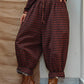 Women Winter Retro Stripe Cotton Padded Harem Pants