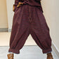 Women Winter Retro Stripe Cotton Padded Harem Pants