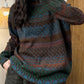 Women Autumn Ethnic Colorblock Half-Turtleneck Sweater