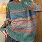 Women Autumn Ethnic Colorblock Half-Turtleneck Sweater