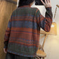 Women Autumn Ethnic Colorblock Half-Turtleneck Sweater