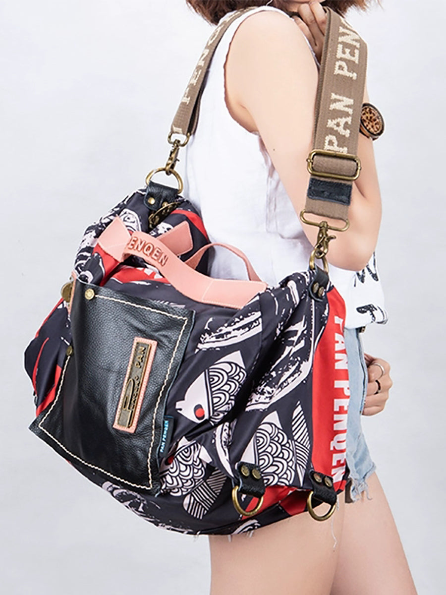 Women  Fashion Flower Canvas Shoulder Bag Crossbody Bag