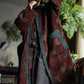 Women Autumn Retro Flower Corduroy O-Neck Long Coat