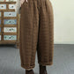 Women Winter Retro Solid Ramie Padded Harem Pants