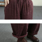 Women Winter Retro Solid Ramie Padded Harem Pants