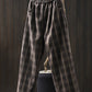 Women Winter Retro Plaid Fleece-lined Harem Pants