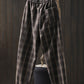 Women Winter Retro Plaid Fleece-lined Harem Pants