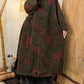 Women Autumn Retro Cotton Flower Padded Long Coat