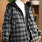 Women Autumn Retro Plaid Hooded Padded Coat