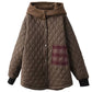 Women Autumn Retro Plaid Hooded Padded Coat